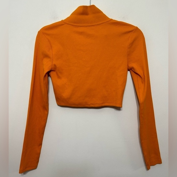 New! Zara Ribbed Long Sleeve Cropped Polo Shirt - Picture 5 of 9